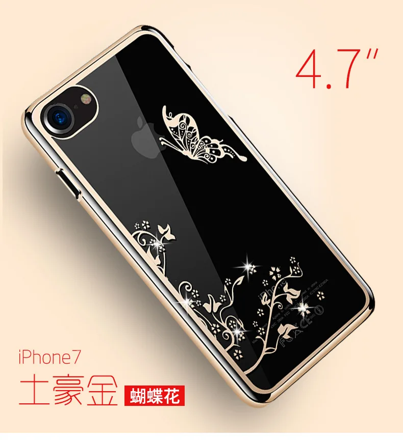 Горячая Для iPhone 7 Плюс Electroplated Телефон Дело Одуванчик Горный Хрусталь Моды Чехол