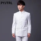 PYJTRL брендовый мужской модный костюм из двух частей приталенный Классический белый черный серый темно-синий китайский Костюм Туника свадебный смокинг для жениха