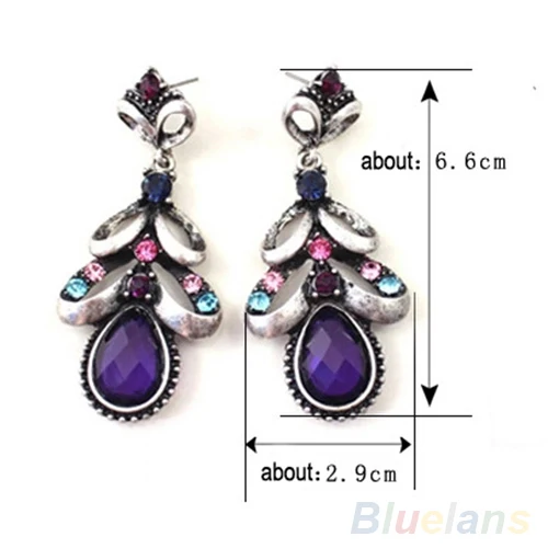 Женская Урожай Элегантный Чешские Падения Rhinestone Eardrops Серьги 1P1Z|drop earrings|rhinestones