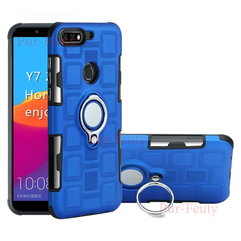 blue Для Huawei Y9 FLA LX1 LX5 LX3 ударопрочный защитный чехол с подставкой из ТПУ для Huawei Honor 7A 7C 7S 10 Play Y5 Y6 Y7 Y9 чехлы - Цвет: blue