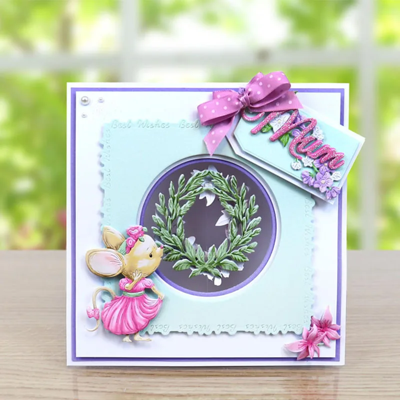 Цветок мама папа брат ситер шаблон металла резки штампы Трафаретный Скрапбукинг