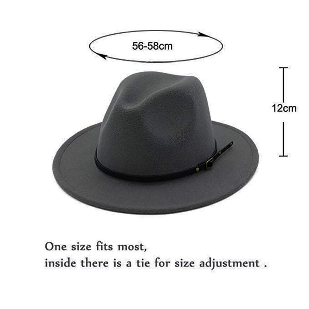 Винтаж сплошной цвет фетровый котелок с широкими полями Fedora Hat Зима флоппи Женская кепка Джаз горра Европейский Американский Круглый Кепка s котелок шапки