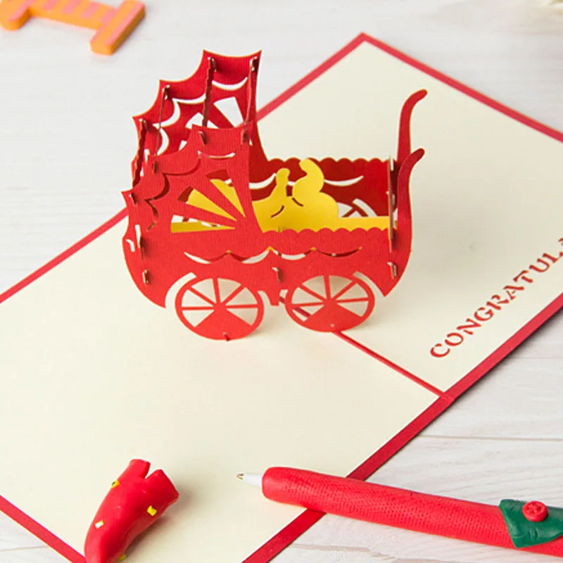 3D лазерная резка ручная детская коляска для родителей и детей вечеринки бумажные