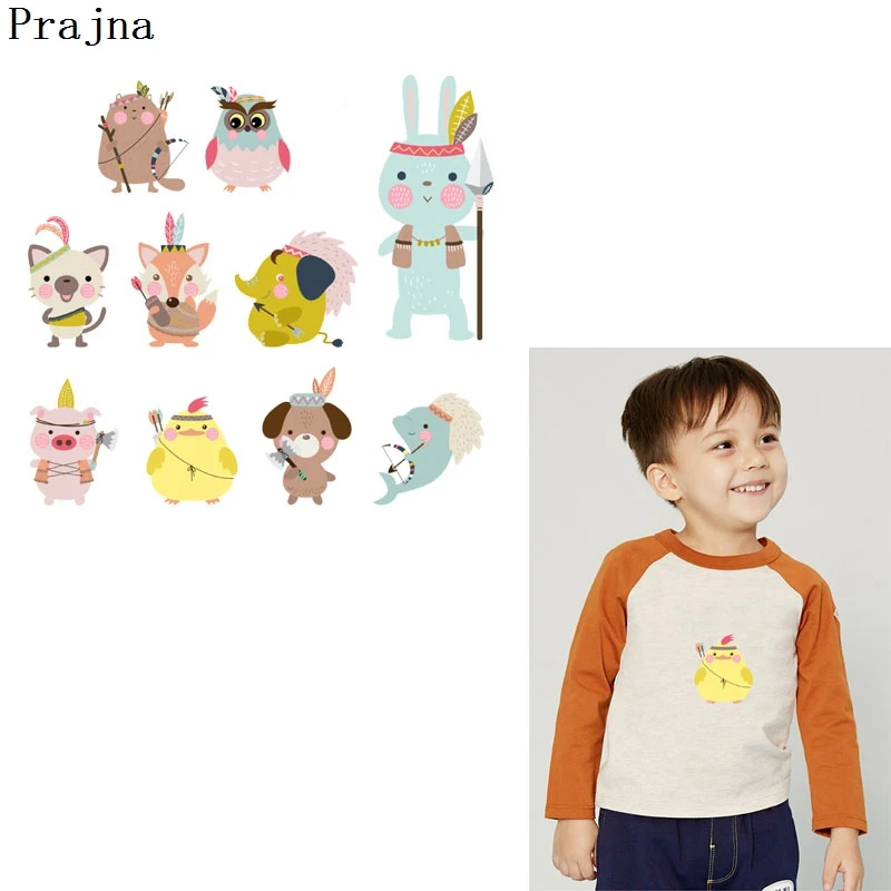 Prajna термоперенос Kawaii животные кролик Сова собака мультяшный принт нашивки для