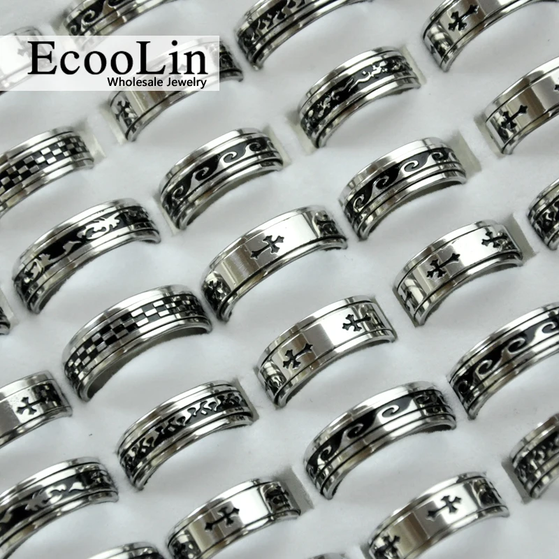 100 шт., лидер продаж, кольца из нержавеющей стали в стиле ретро, панк-панк, с крестом, для женщин и мужчин, оптовая продажа, ювелирные изделия, много штук LR4011
