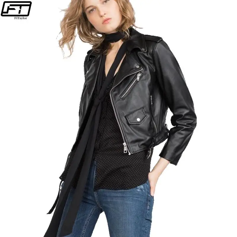 2017 модная женская куртка из искусственной кожи тонкая молния яркая короткая