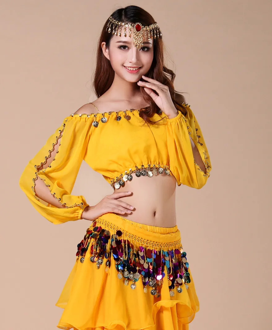 Костюм для танца живота комплект из 5 предметов топ + юбка пояс вуаль головной