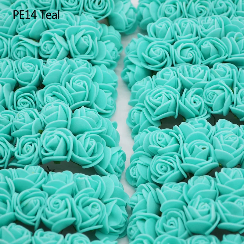 Teal 144 шт мини-медведь, розы, искусственные цветы, Плюшевый цветок, скрапбукинг, Свадебное Ремесло, сделай сам, День матери, цветы, подарки - Цвет: Teal