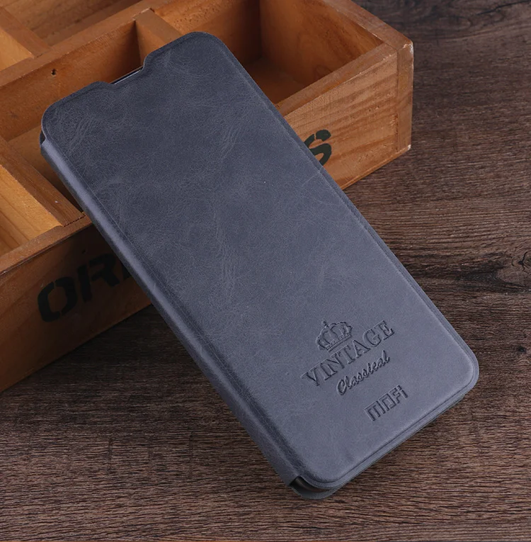 Темно-серый Чехол MOFi для Xiaomi mi 9 mi 9, роскошный чехол-книжка из искусственной кожи чехол для Xiaomi mi 9, Защитная мягкая задняя крышка из ТПУ - Цвет: Темно-серый