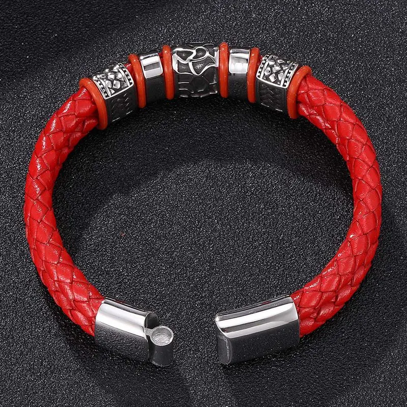 2019 модные ювелирные изделия унисекс красный браслет двухслойный плетеный