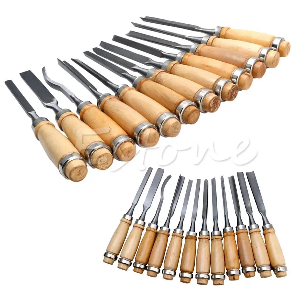 12 шт. набор ручных долото для резьбы по дереву Профессиональный токарный станок