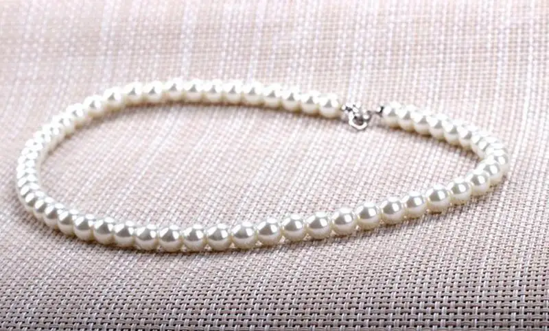 

White 8mm Faux Pearl Beads Necklace