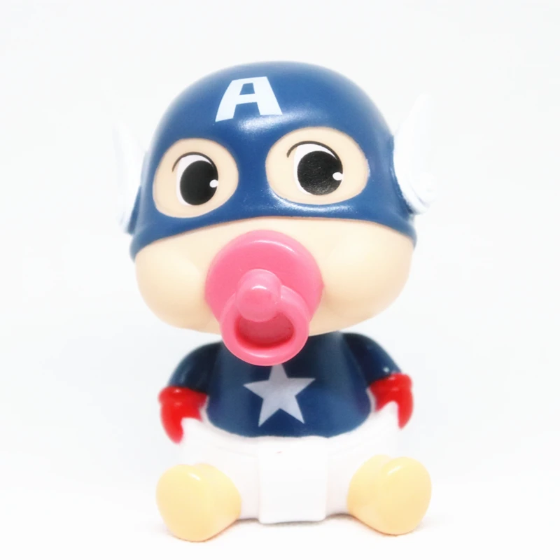 DIANXIA 12CM Anime Captain America Baby Nipple Car Decoration Shaking His Head Doll Phone Bracket Action Figure Toy DX003 | Игрушки и