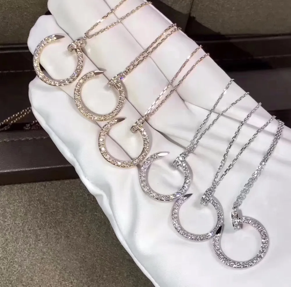 2017 новейший ногтей pendant Pave CZ розовое золото и серебро Форма ожерелье