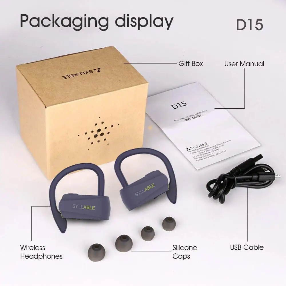 Новые цвета SYLLABLE D15 bluetooth V5.0 TWS наушники истинные беспроводные стерео для