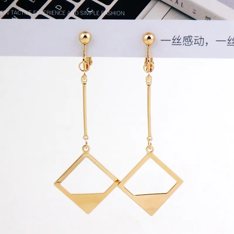 Индивидуальные геометрические полые квадратные Длинные металлические серьги