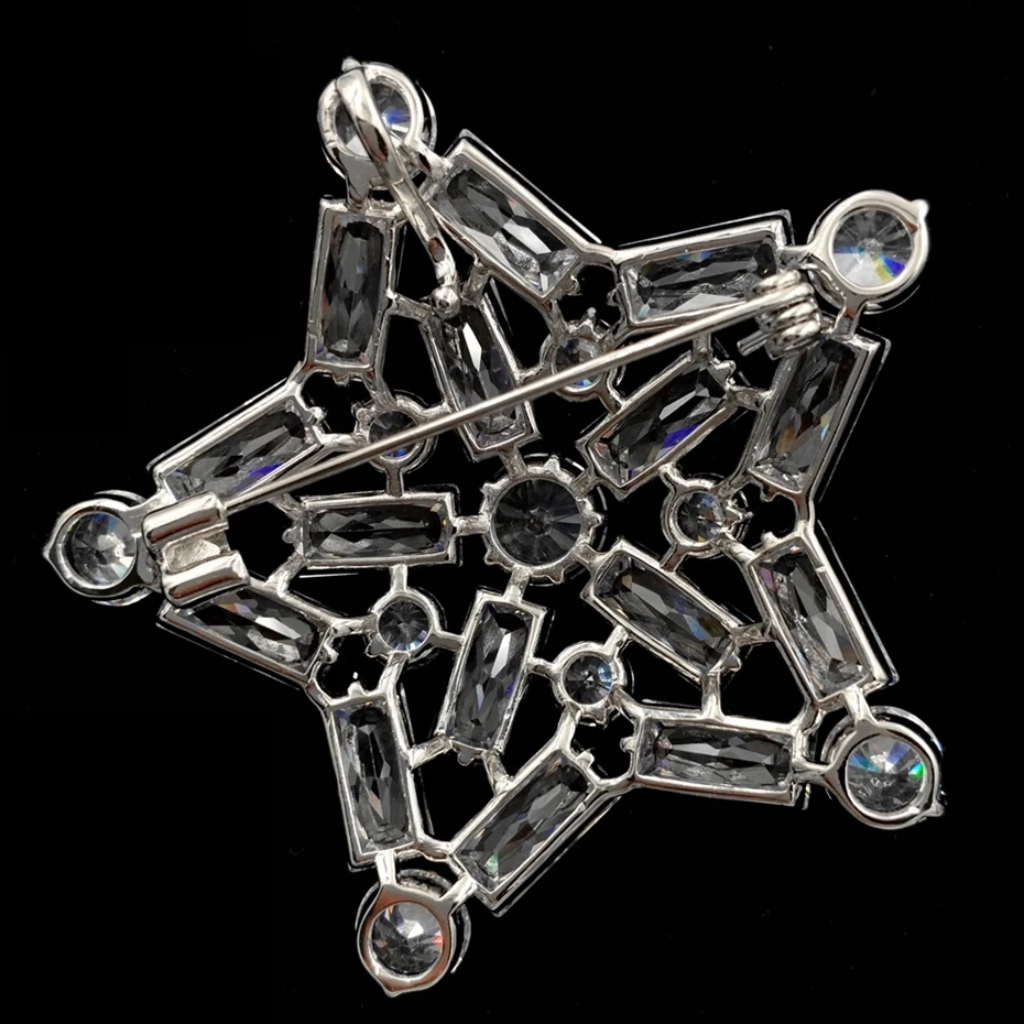 Великолепная огранка багета CZ прозрачные Броши Звезды Серебряный тон открытая спина Круглый камень деко огранка пятиточечная звезда шпильки милые космические ювелирные изделия