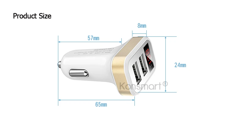 KONSMART 2.1A зарядка двойной зарядное устройство USB адаптер с светодиодный дисплей для iPhone 7 6s 5s samsung huawei Xiaomi zte мобильных телефонов