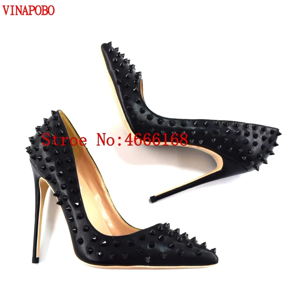 Туфли женские на высоком каблуке натуральная кожа матовые с заклепками