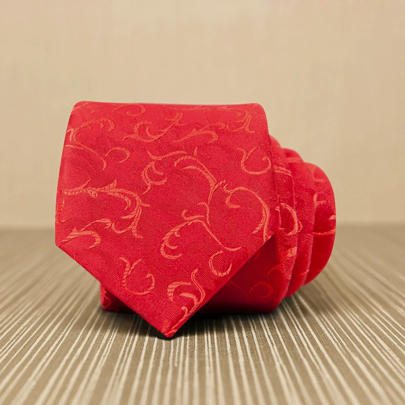 Мужские галстуки с люрексом красные свадебные высокого качества 7 см в
