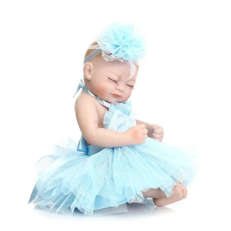 NPK 26cm Soft Vinyl newborn Reborn Babies lake blue princess puff dress Baby Dolls Toys For Children As Gift baby model | Игрушки и