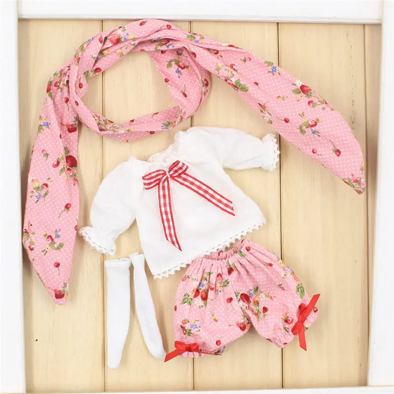 Наряды для девочек Blyth doll, костюм карамельного цвета, в том числе пышные брюки, одежда со средним рукавом, повязка на голову и носки для 1/6 года, BJD - Цвет: like the picture