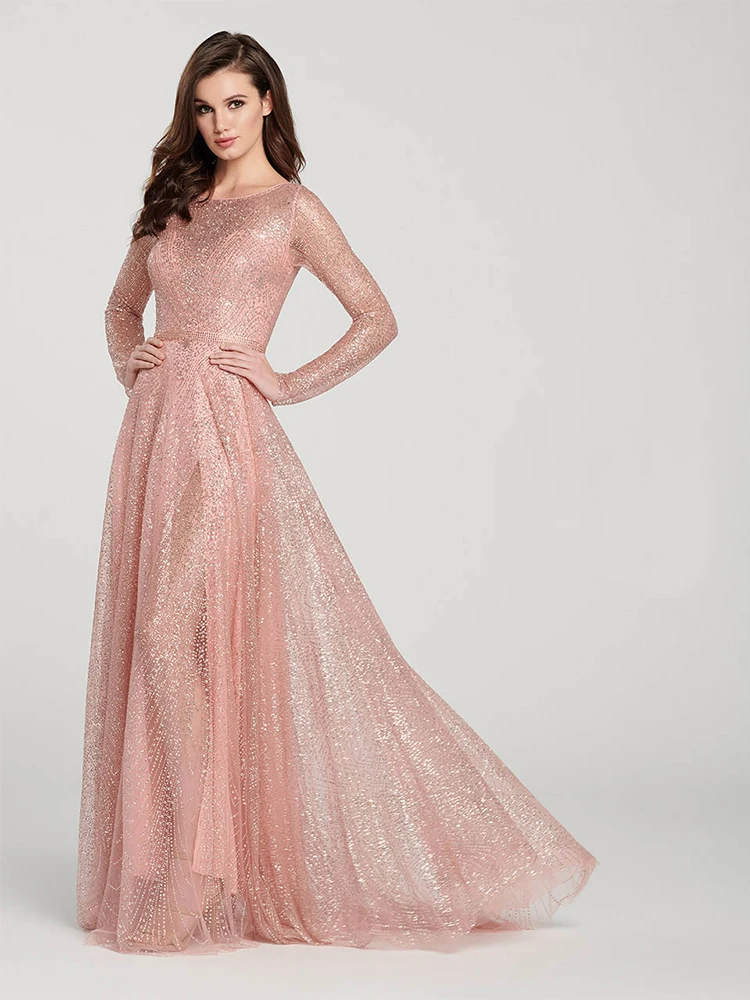 Лето 2019 круглый вырез длинные рукава тонкое сексуальное платье женское Макси