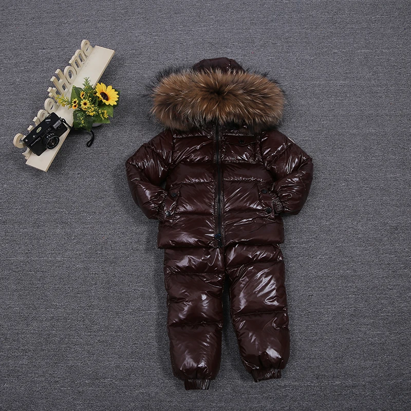 Новый Зимний пуховик с мехом енота для родителей и детей розовый белым утиным