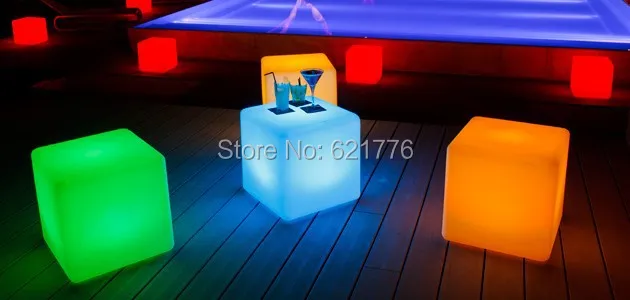 Хит! Модный 40 см СВЕТОДИОДНЫЙ стул квадратный куб светящийся светодиодный
