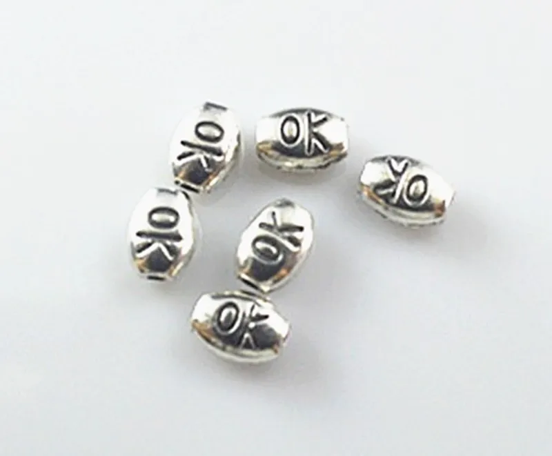 

Free shipping!Alloy Oval Carved OK Beads Antique Silver Plated Straight Hole Fit Necklace DIY 7x5x3mm