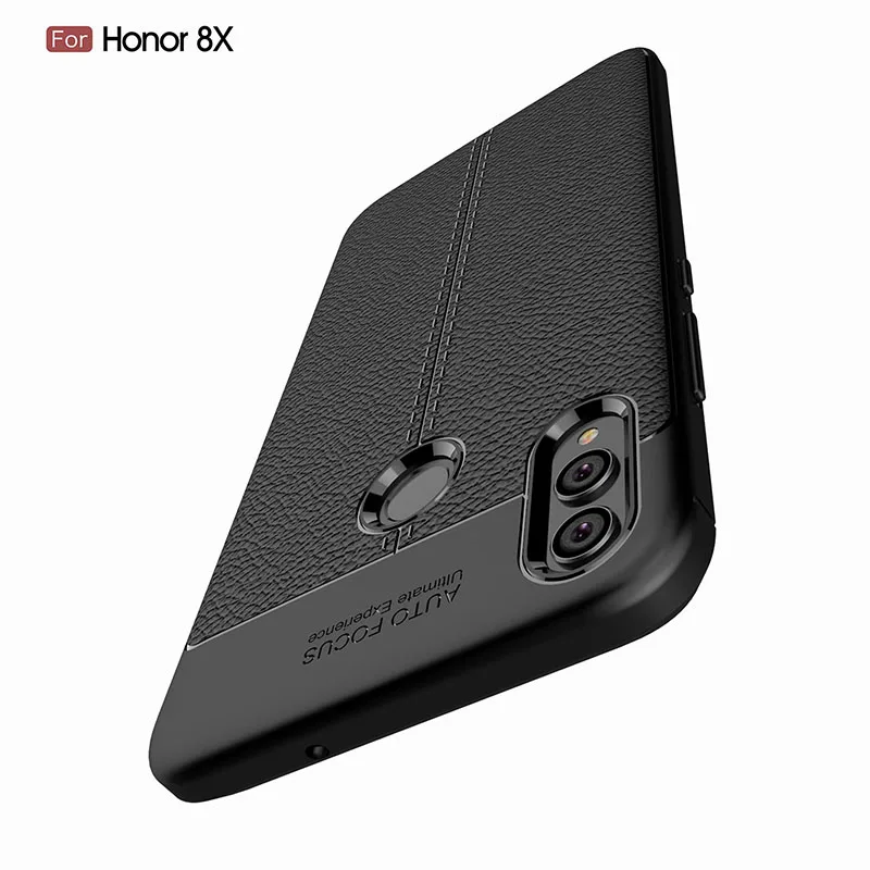 

Litchi strip silicone case honor 8x funda hoesje lychee leather pattern tpu cover for Huawei honor 8x coque etui kryt tok husa