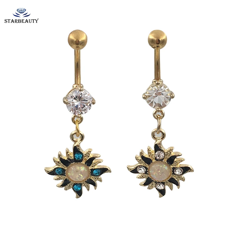 Женское кольцо на пупок с белым огненным опалом 1 шт.|sexy body jewelry|body jewelrybelly button rings |