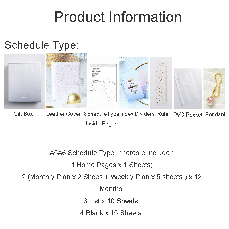 Schedule Type Lovedoki Sequins Series Binder Notebook Spiral A6 Planner Dokibook Notebooks& Journals Student Bts School Stationery Store - Цвет: Schedule Type