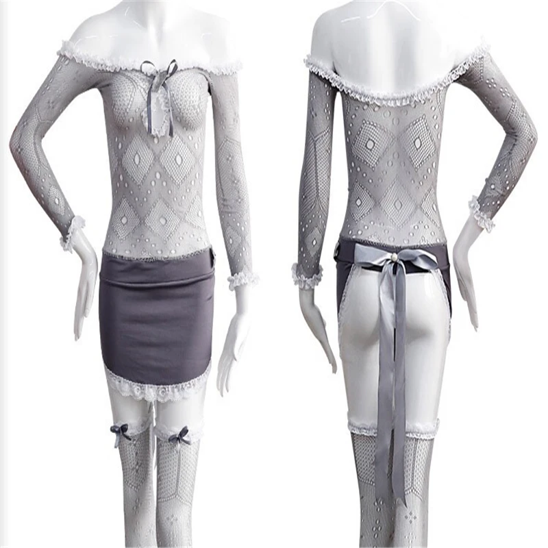 Сексуальное женское белье платье горничной рыболовная сетка униформа женский