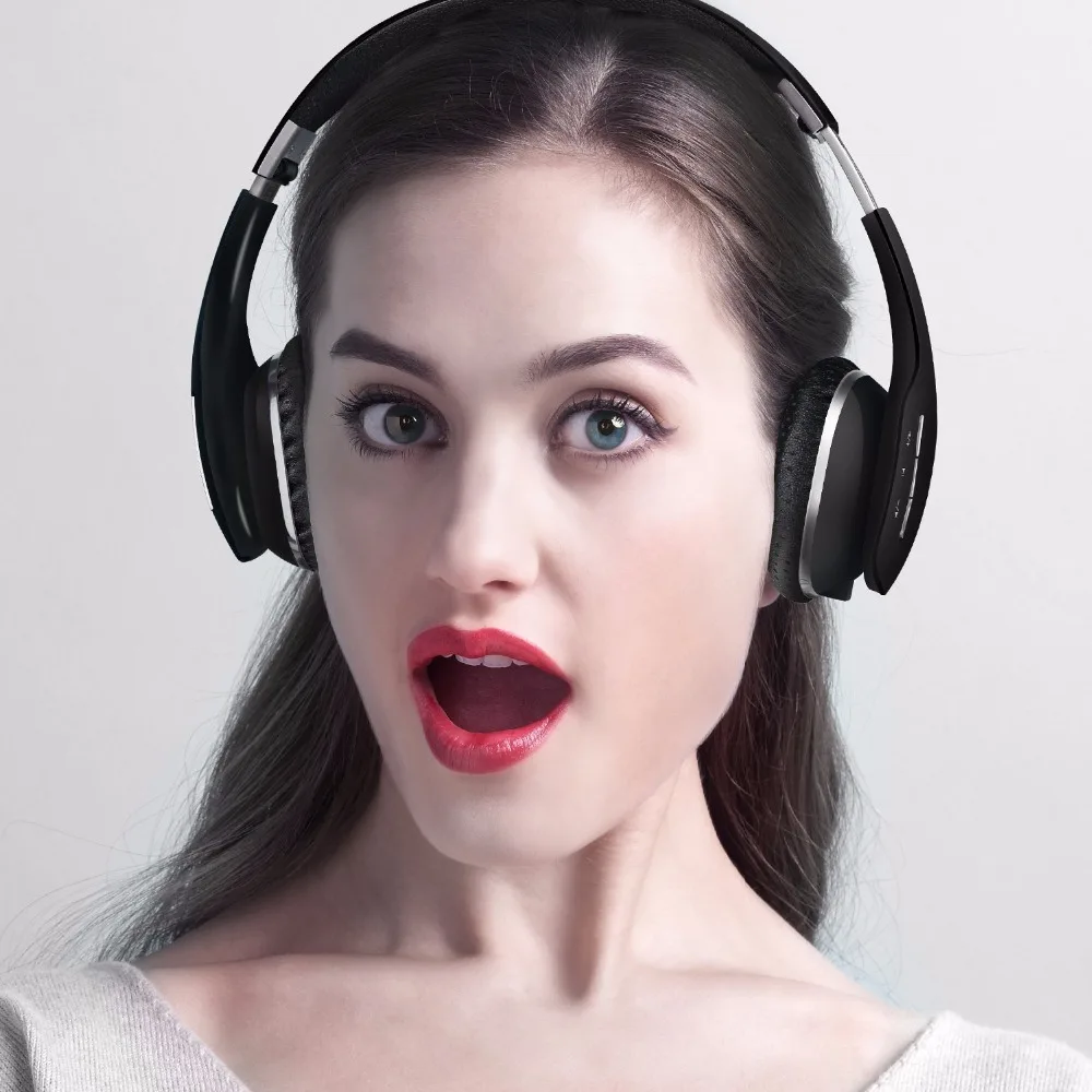 Ausdom M07 легкие беспроводные Bluetooth наушники складные на ухо глубокий бас гарнитура Громкая связь вызов с микрофоном 14 часов время разговора