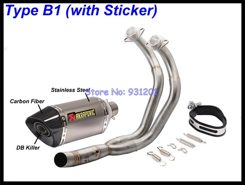 Выхлопная система мотоцикла для Yamaha MT07 mt-07 FZ07 FZ-07 Tracer(-) XSR700(-) Akrapovic глушитель - Цвет: Type B1 (Sticker)
