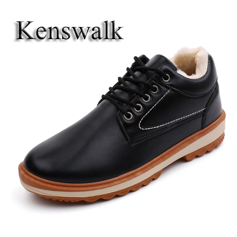 Kenswalk меховые зимние ботинки Для мужчин из искусственной кожи короткие теплые