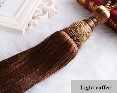 Light coffee Qgvlish 2 шт./пара Шторы с бахромой и отделкой подвесной ремень шаровая Шторы держатель аксессуары для ванной комнаты, подхваты украшения дома крепления связывают - Цвет: Light coffee