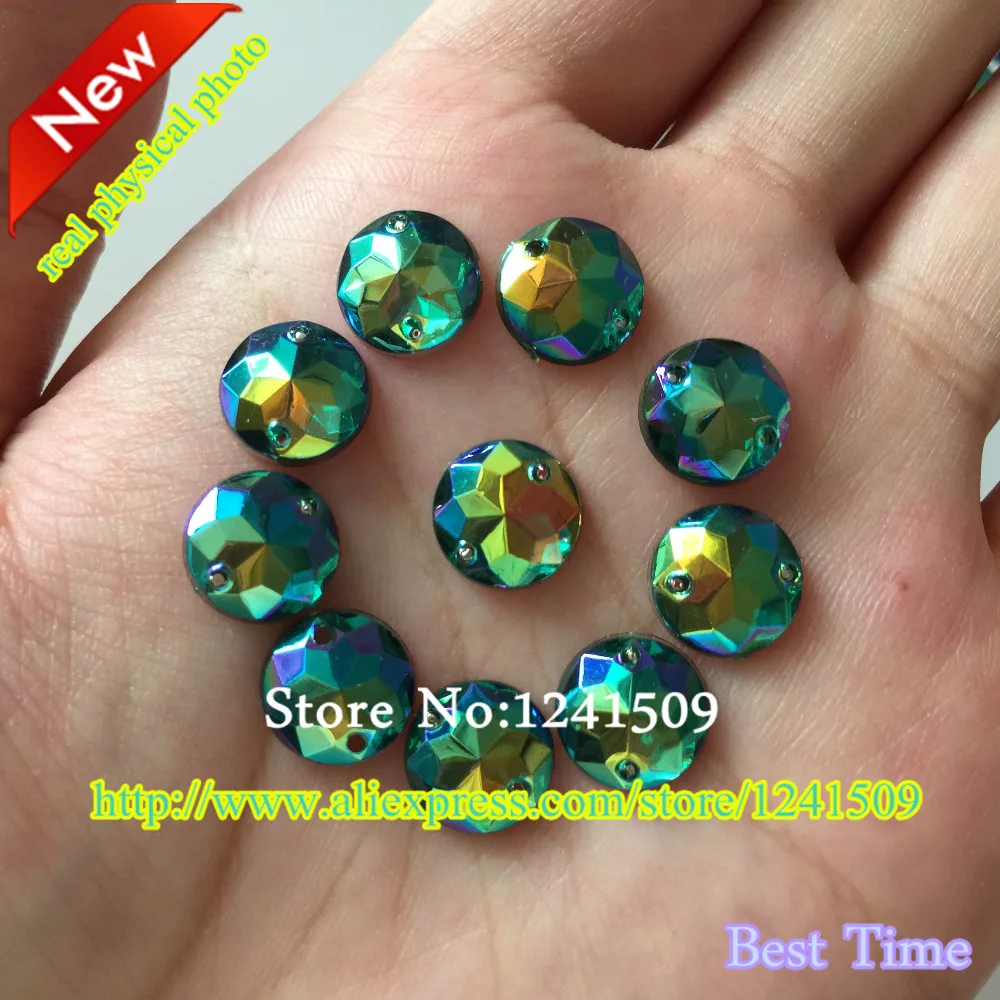 Самодельные стразы свободные бусины Ручное шитье 200 шт. зеленый AB 10 мм Шариковая