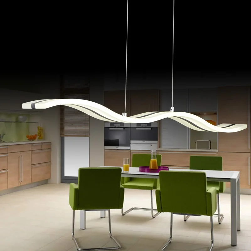 

LED Chandelier lighting Modern Wave design White acrylic lustre hanging lamp L95*H150cm led lamp