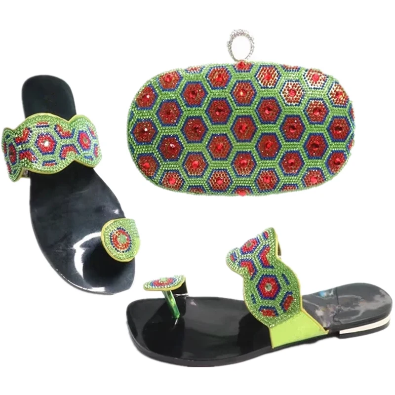 Женская обувь и сумка в комплекте зеленого цвета итальянском стиле Комплект из
