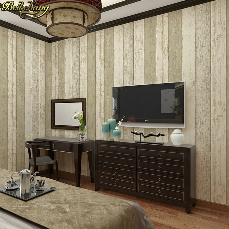 beibehang papel de parede 3d Vintage Mediterranean wooden board Stripe Wallpaper for Wall Covering wall papers home decor roll |