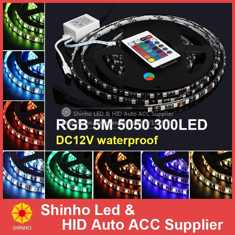 

Best price ! RGB LED Strip 5050 Flexible Light 60LED/M 300LED 5M SMD IP65 waterproof + 24key IR Remote Controller