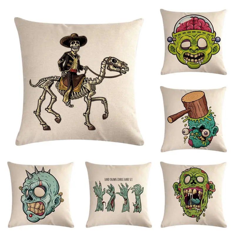 

Зеленые декоративные наволочки с принтом в виде сердца зомби для автомобиля, наволочки для подушки, чехлы для дивана, домашний декор