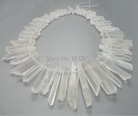 48pcsstrand natural raw clear white quartz crystal point pendanttusk crystal beadtop drilled crystal spike beads 6 8x22 48mm