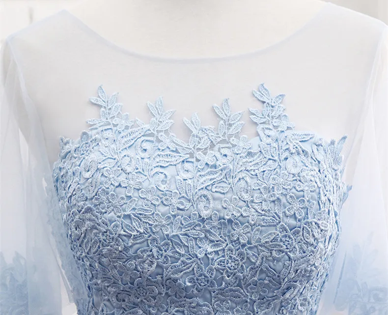 Robe De Soriee новые светильник синий платье подружки невесты короткий рукав кружево с