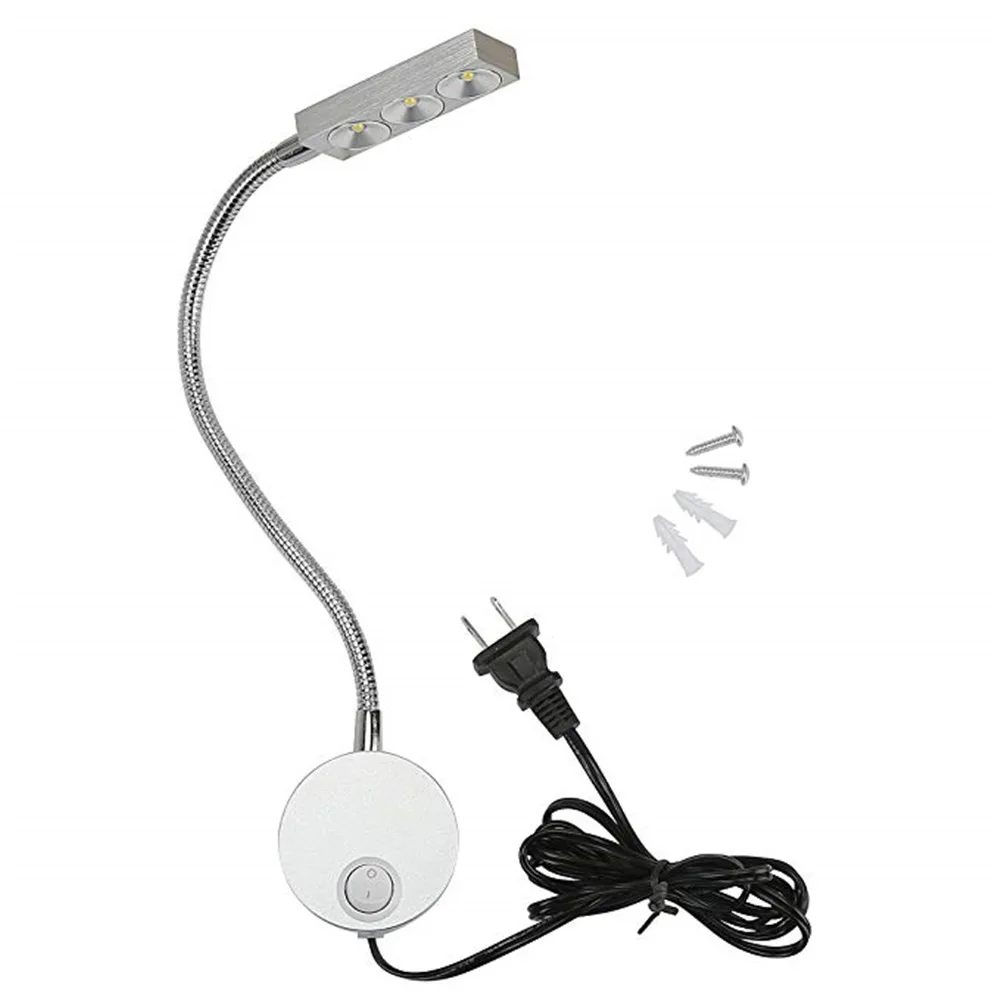 Проводное гибкое светодиодное настенное крепление 3 Вт 85 265 в с гусиной шеей бра