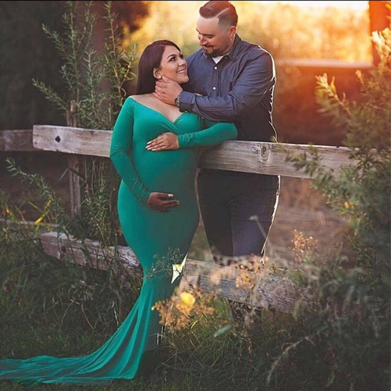 

2019 Cotton Maternity Photography Props Maternity Gown Dress Off Shoulder Sexy Women Pregnancy Maxi Dresses For Photo Shooting