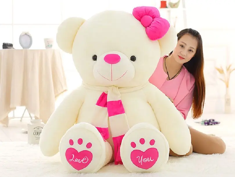 Наполнитель игрушка love you bear плюшевая огромный белый мишка тедди 180 см розовый