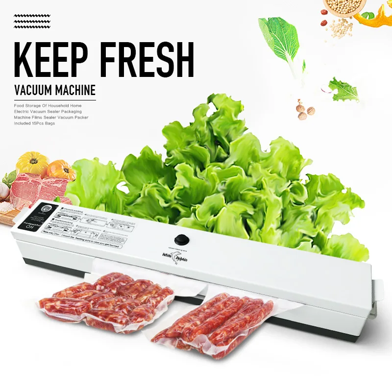 

Household Food Vacuum Sealer Packaging Machine 110V 220V Film Sealing Sealer Vacuum Packer 15 Pcs bags Vacuum Sealer